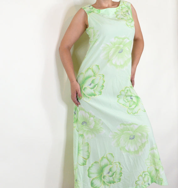 90s Pastel Green Floral Maxi Dress Sofia Nova Vintage 90s Pastel Green Floral Maxi Dress Sofia Nova Vintage