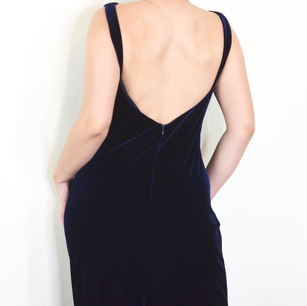 blue velvet backless dress Velvet Mermaid Strapless Gloves Mini Open Back Sexy Homecoming Dress