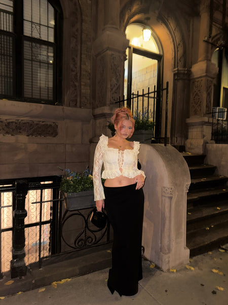 Beige Lacemade Long Sleeve Top 'French Beauty'