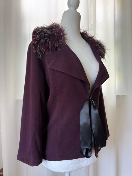 Purple Fur Collared Jacket