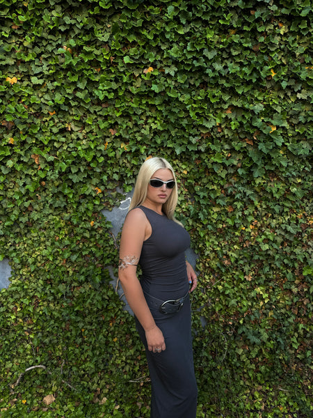 Quince Dark Gray Ribbed Dress