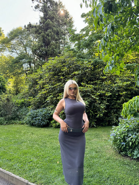 Quince Dark Gray Ribbed Dress