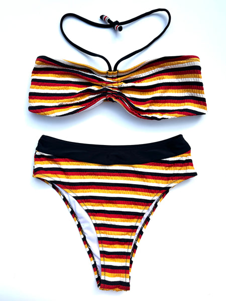 80’s Style Ultra High Waisted Striped Bikini