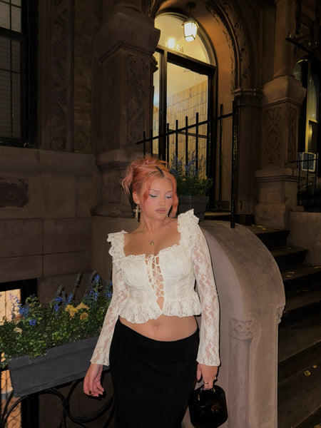 Beige Lacemade Long Sleeve Top 'French Beauty'