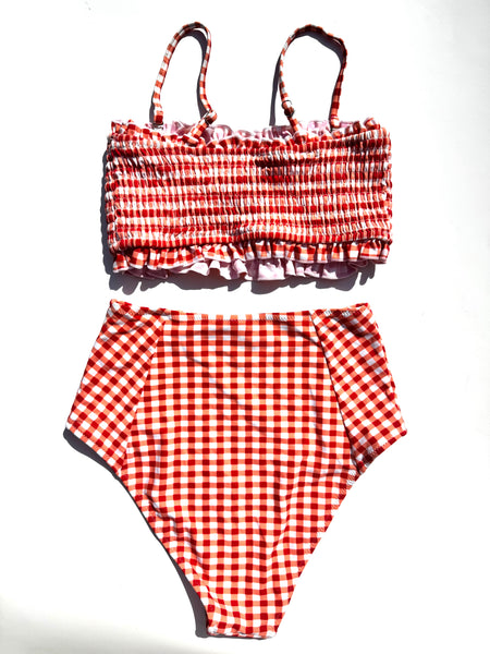 Gingham Print Ultra High Waisted Bikini Set