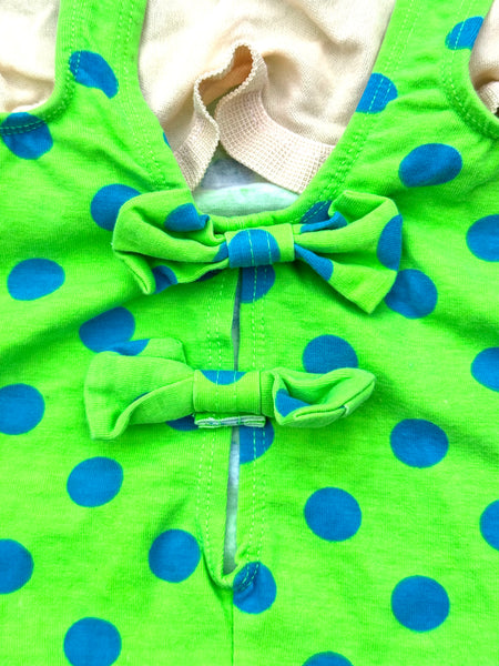 Lime Green & Blue 80s Polka Dot One Piece Swimsuit
