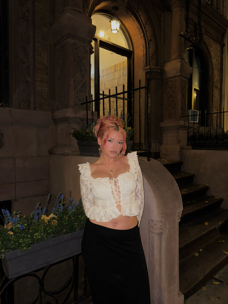 Beige Lacemade Long Sleeve Top 'French Beauty'