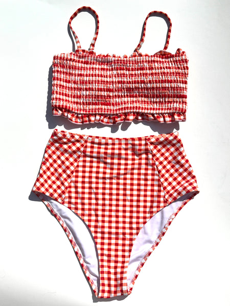 Gingham Print Ultra High Waisted Bikini Set