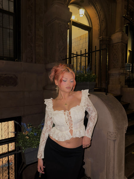 Beige Lacemade Long Sleeve Top 'French Beauty'