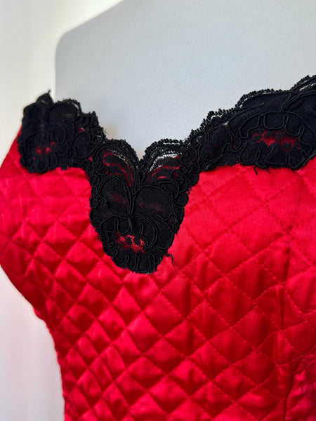 Red Satin Lace Pillow Bustier