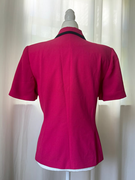 Hot Pink Short Sleeve Vintage Blazer Style Top