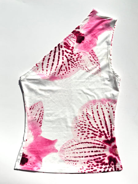 Orchid Asymmetrical White Top