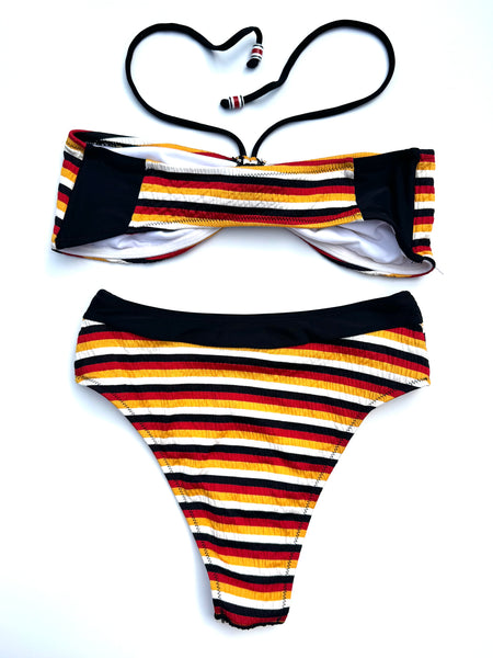80’s Style Ultra High Waisted Striped Bikini