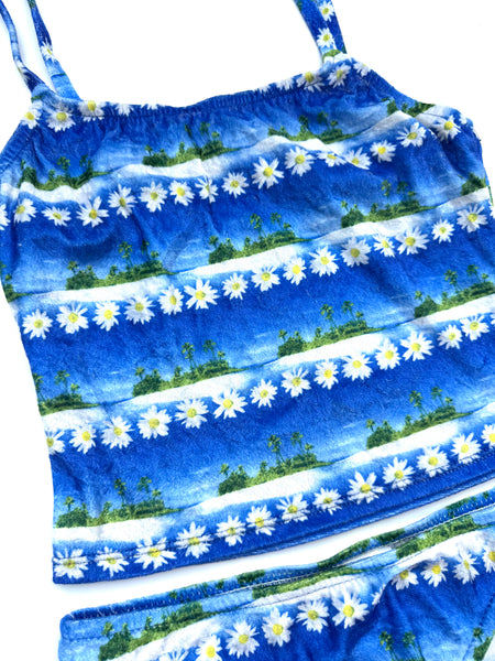 90’s Beachy Two Piece Velvet Tankini Bikini