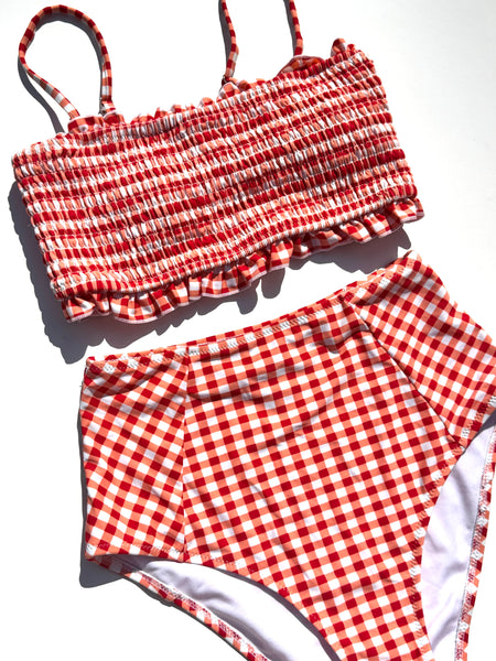 Gingham Print Ultra High Waisted Bikini Set