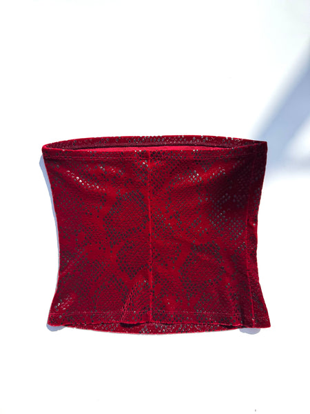 Velvet Shiny Snakeskin Print Tube Top