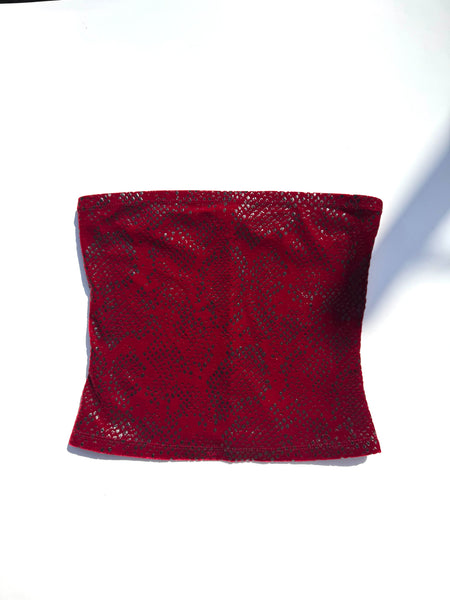 Velvet Shiny Snakeskin Print Tube Top