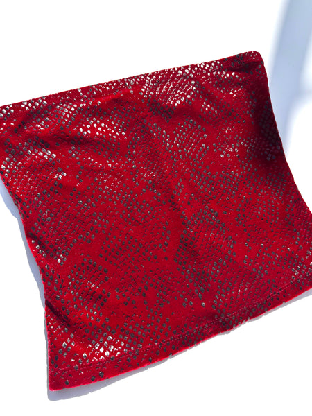 Velvet Shiny Snakeskin Print Tube Top