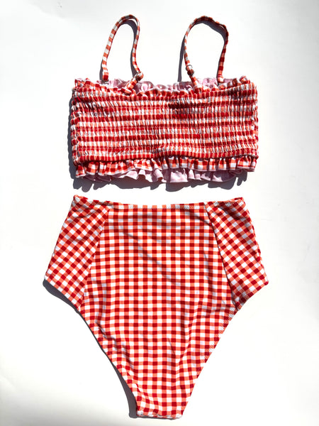Gingham Print Ultra High Waisted Bikini Set