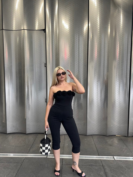 Urban Outfitters Black Capri Romper&nbsp;