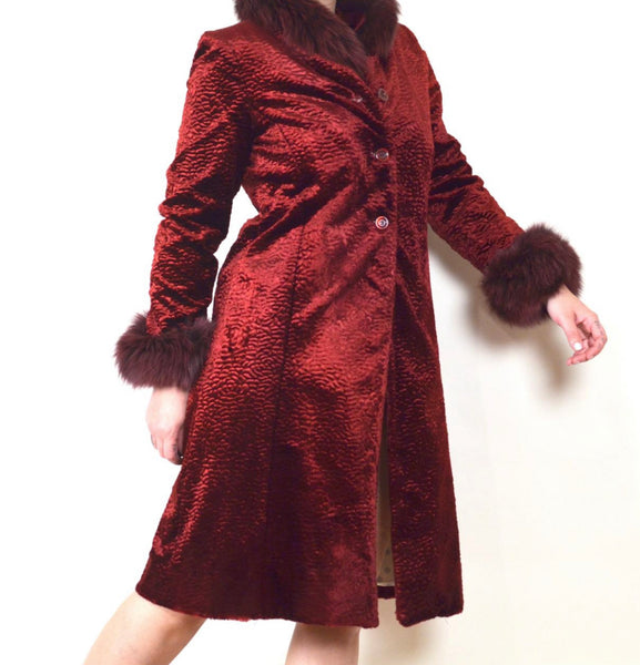 Red Velvet 70s Afghan Style Vintage Coat