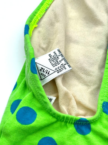 Lime Green & Blue 80s Polka Dot One Piece Swimsuit