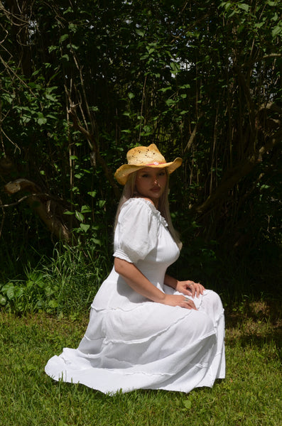 Straw Hat W/ Pink Beading
