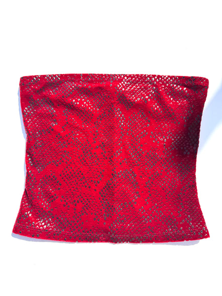 Velvet Shiny Snakeskin Print Tube Top