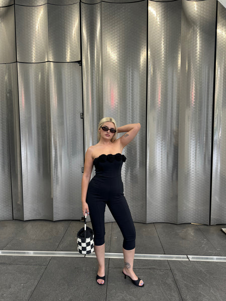 Urban Outfitters Black Capri Romper&nbsp;