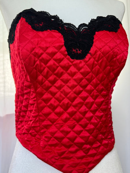 Red Satin Lace Pillow Bustier