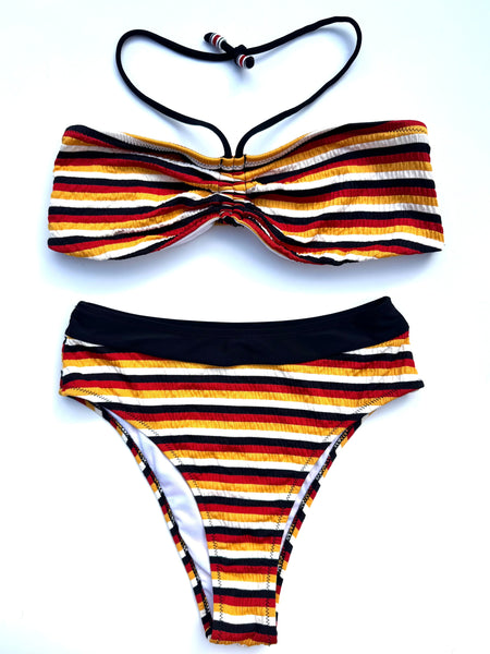80’s Style Ultra High Waisted Striped Bikini