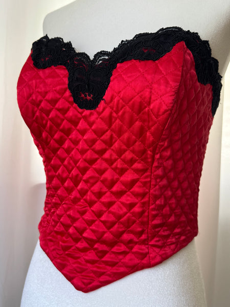 Red Satin Lace Pillow Bustier