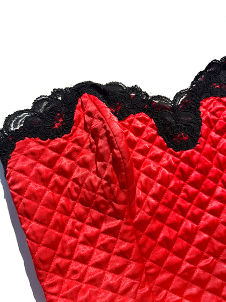 Red Satin Lace Pillow Bustier