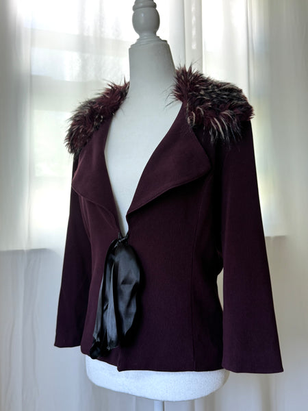Purple Fur Collared Jacket