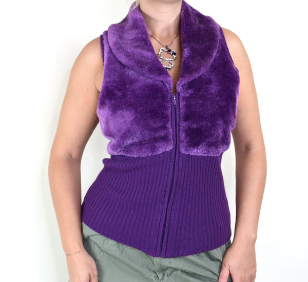 Y2K Purple Faux Fur Vest