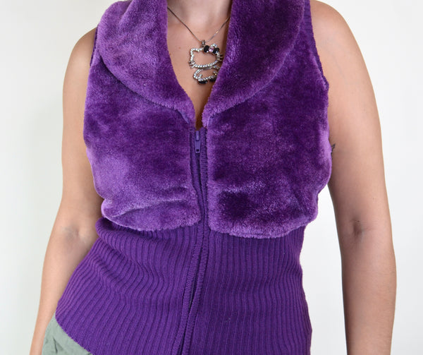 Y2K Purple Faux Fur Vest