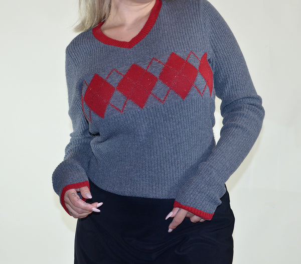 90s Argyle Holiday Sweater