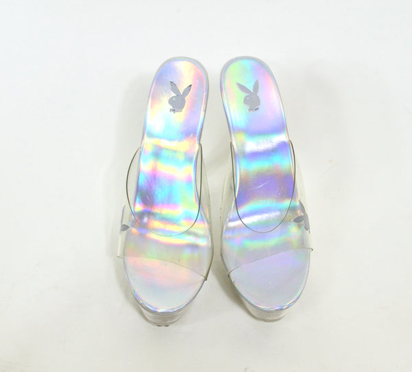 Clear & Holographic Rare Playboy High Heel Platform Shoes