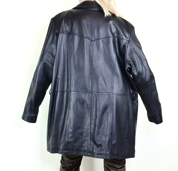 Black Leather Trench Jacket