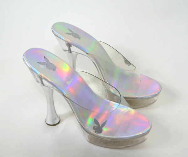 Clear & Holographic Rare Playboy High Heel Platform Shoes
