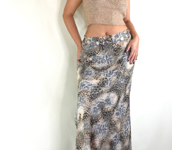 Y2K Witchy Cheetah Print Maxi Skirt
