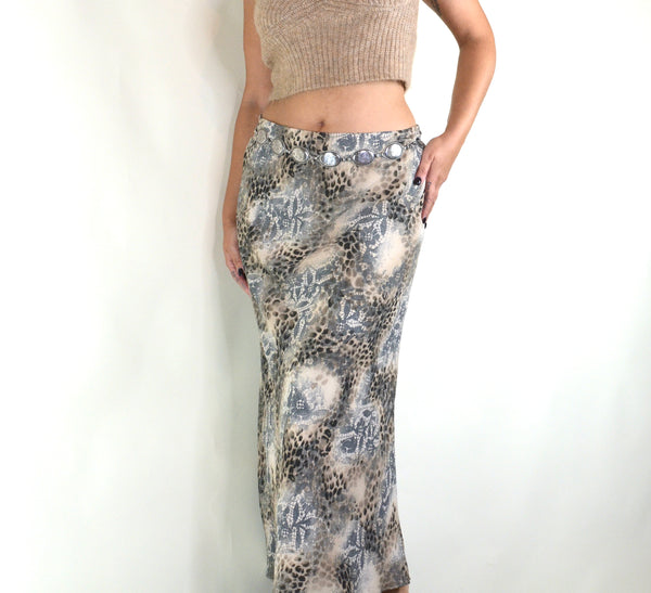Y2K Witchy Cheetah Print Maxi Skirt