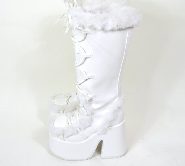 Demonia White Snow Rave Platform Boots