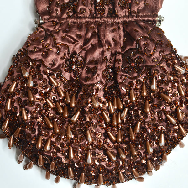 Brown Beaded Vintage Bag