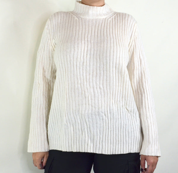 Y2K Eggshell Ribbed Sweater