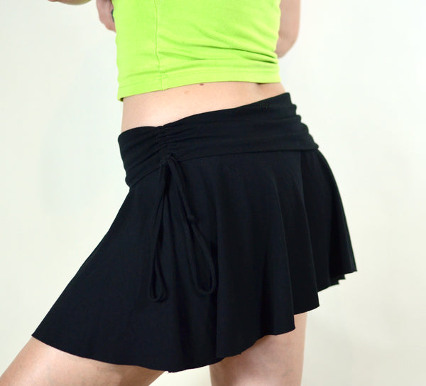 Black Guess Y2K Ruched Siding Mini Skirt