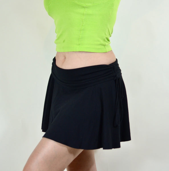 Black Guess Y2K Ruched Siding Mini Skirt
