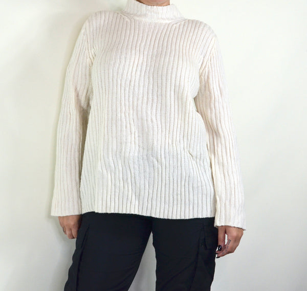 Y2K Eggshell Ribbed Sweater