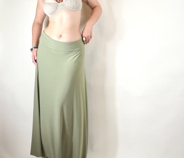 Sage Green Forest Fairy Bouncy Spandex Maxi Skirt