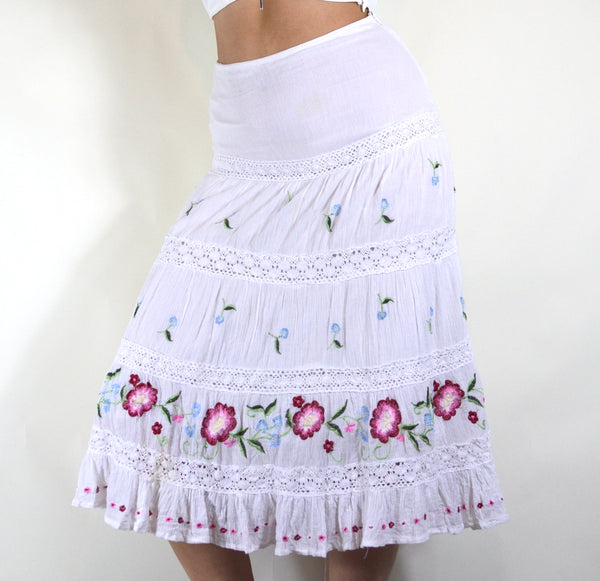 Little House on the Prairie White Floral Fairy Skirt